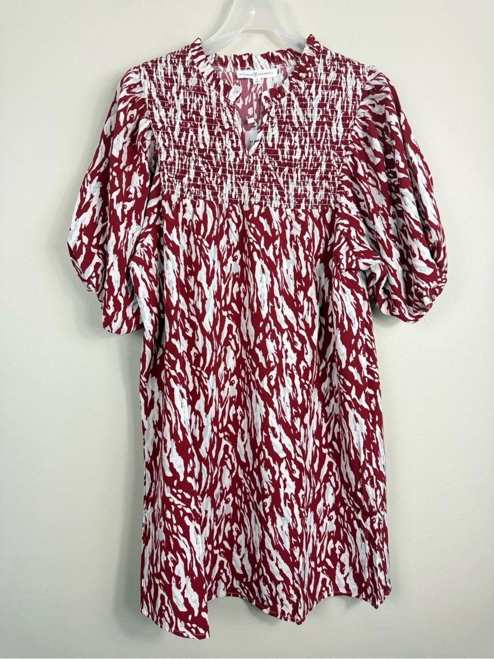 Michelle Mcdowell Amelia Dress Women Small Smocked White Red Football Sport
